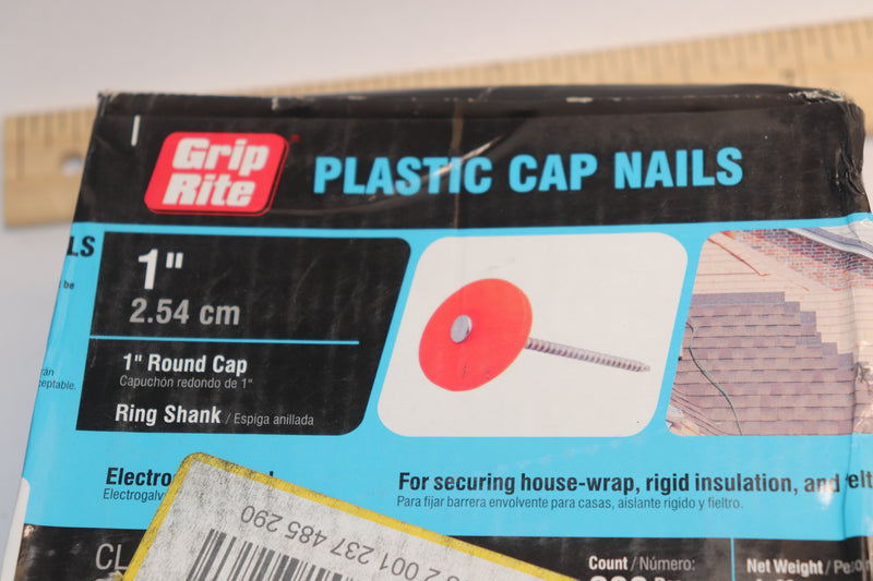 Grip-Rite Electro Galvanized Round Grip-Cap Nail Plastic 1 lb. 1" 1PRCAP1