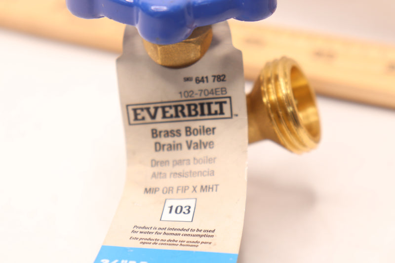 Everbilt Boiler Drain Valve Brass Blue MPT x MHT 3/4" 102-704EB