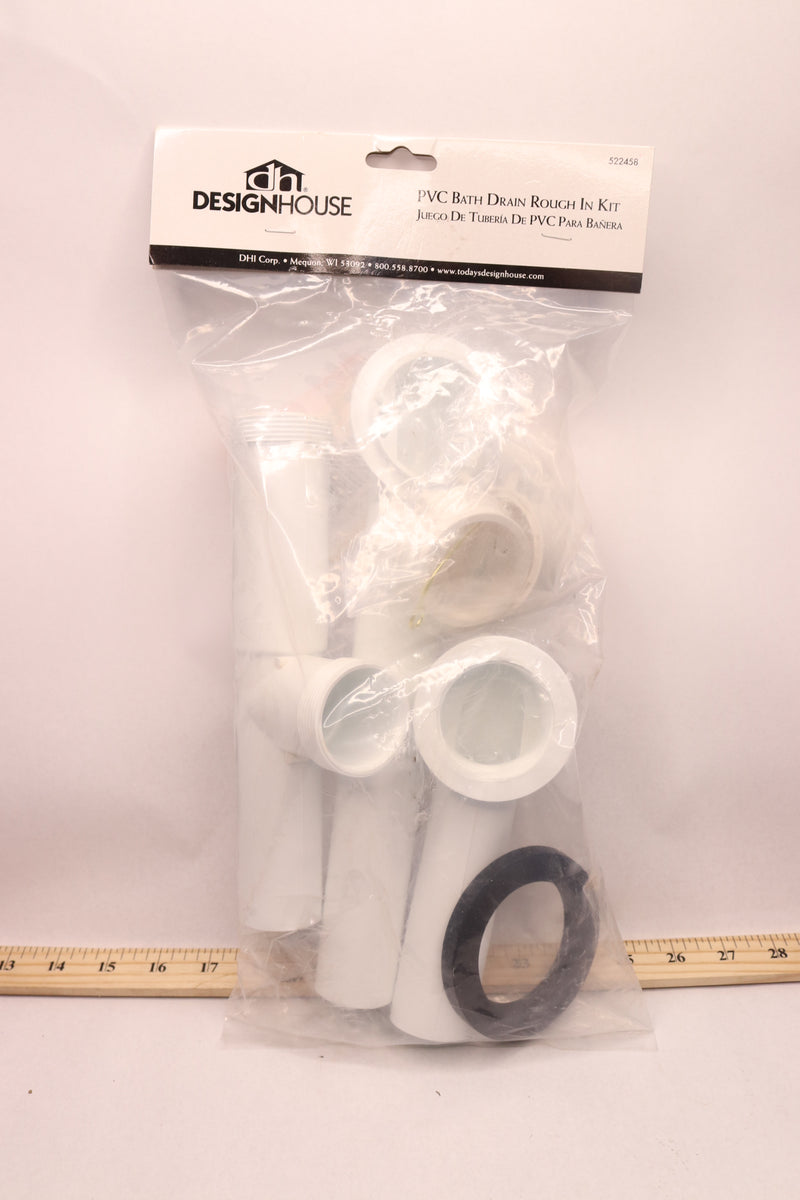 Design House Rough In Bath Drain Kit with Overflow PVC White 1.5"W x 19.3"H