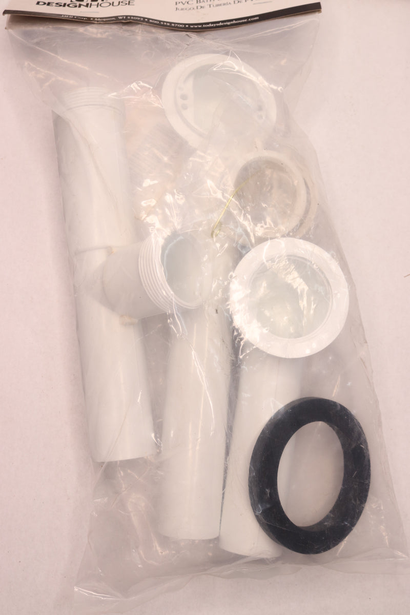 Design House Rough In Bath Drain Kit with Overflow PVC White 1.5"W x 19.3"H