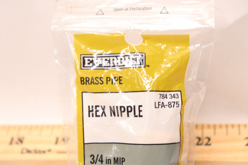 Everbilt Pipe Hex Nipple Lead-Free Brass 3/4" LFA-875