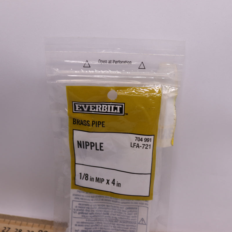 Everbilt Pipe Nipple Lead Free Yellow Brass 1/8" x 4" MIP 704 991