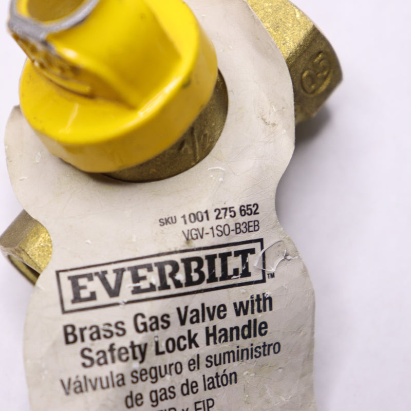 Everbilt Safety Gas Ball Valve Brass 1/2" FPT x FPT 1001 275 652