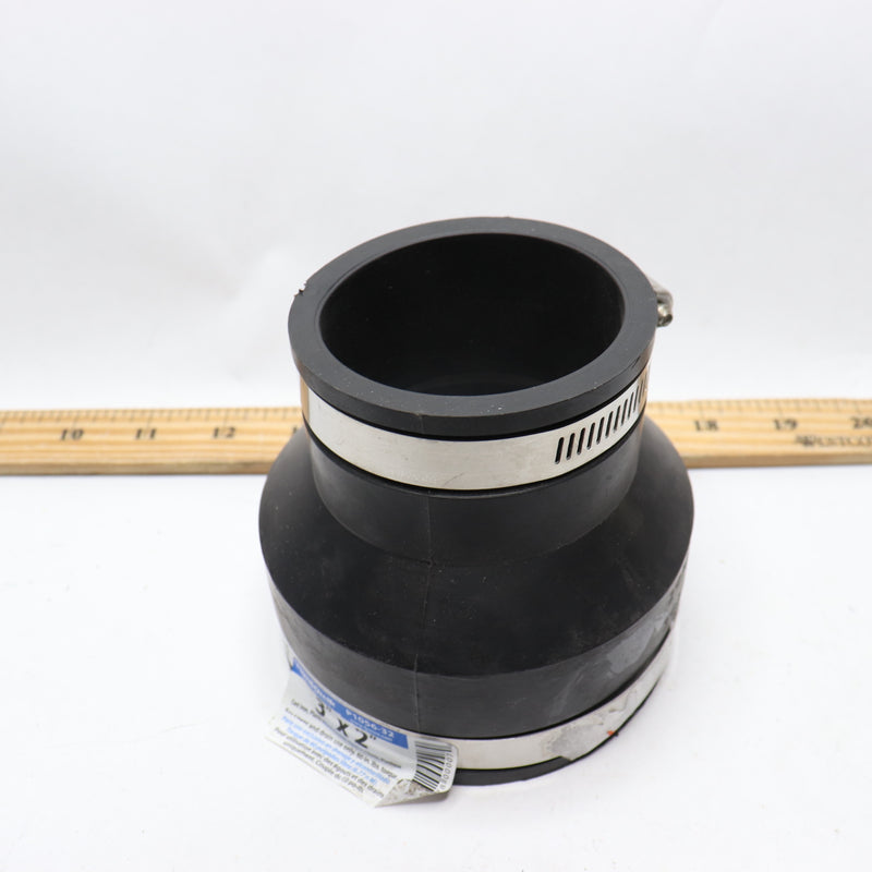 Fernco Mechanical Flexible Coupling Black PVC 3" x 2" P1056-32