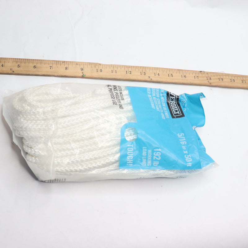 Everbilt Diamond Braid Rope Polypropylene White 5/16" x 50' 140317