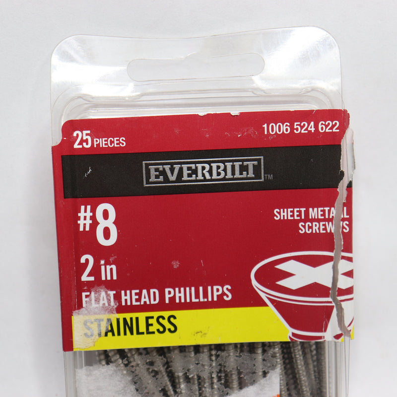 (25-Pk) Everbilt Phillips Flat Head Sheet Metal Screws