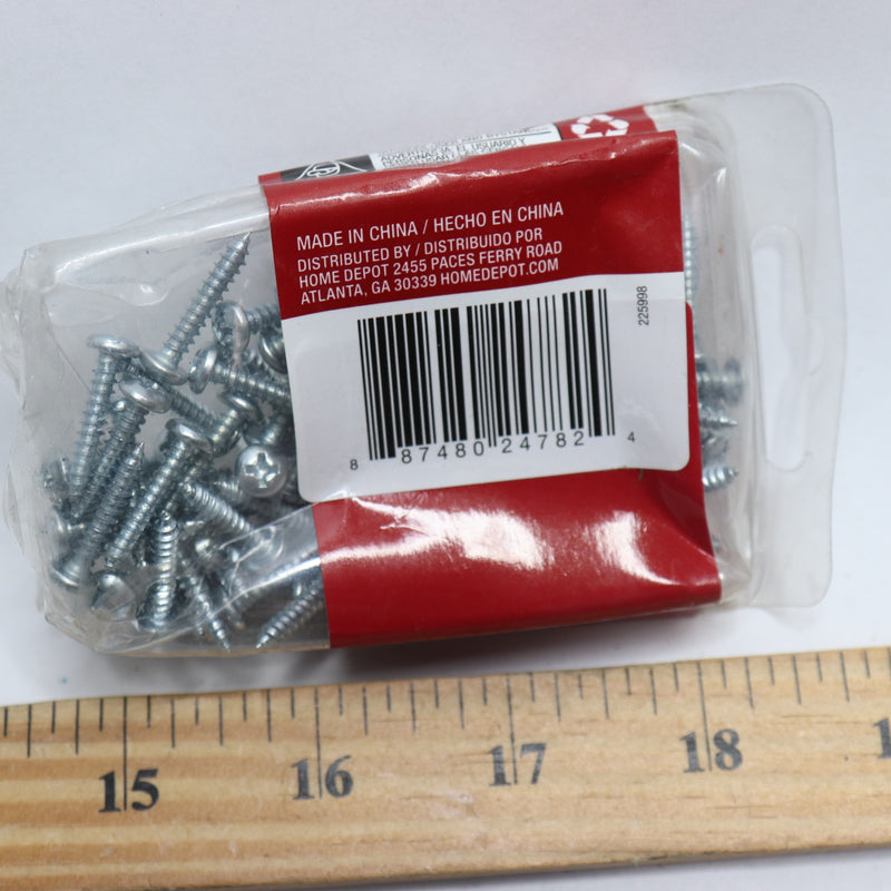 (100-Pk) Everbilt Phillips Pan Head Sheet Metal Screws Zinc Plated