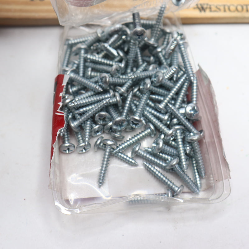 (100-Pk) Everbilt Phillips Pan Head Sheet Metal Screws Zinc Plated