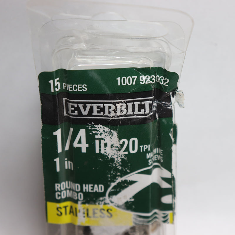 (15-Pk) Everbilt Phillips Slotted Round Head Machine Screws Stainless Steel