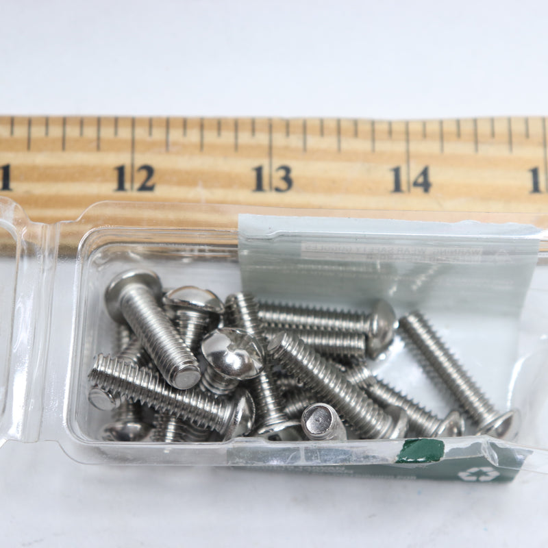 (15-Pk) Everbilt Phillips Slotted Round Head Machine Screws Stainless Steel