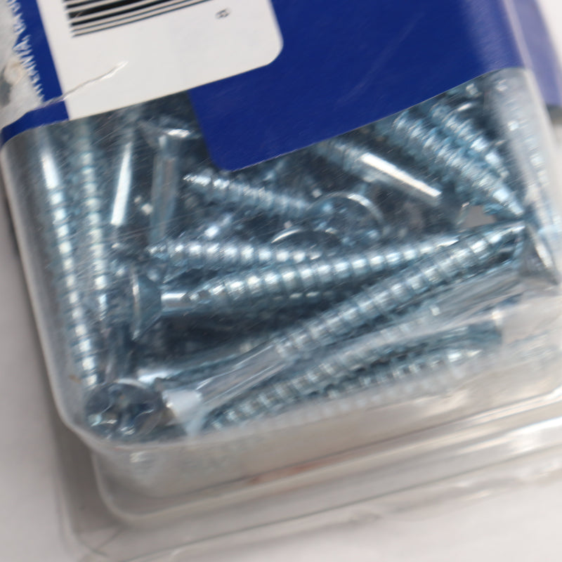 (50-Pk) Everbilt Phillips Flat Head Wood Screw Zinc Plated