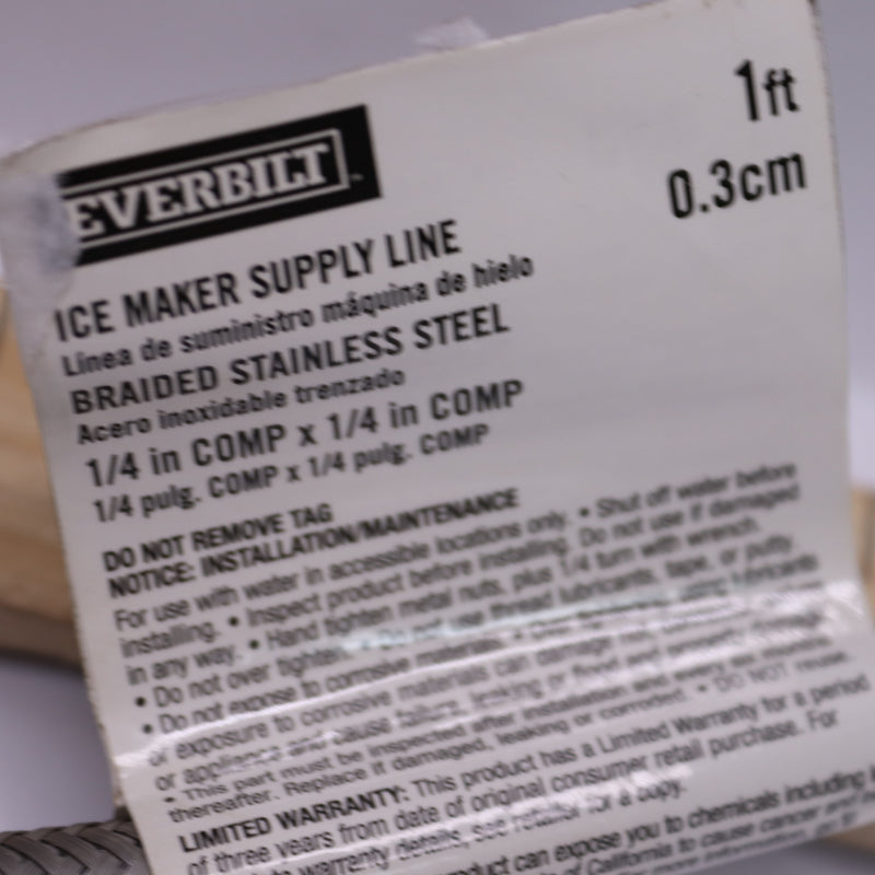 Everbilt Ice Maker Connector 1/4" COMP x 1/4" COMP x 12" 1001 280 154