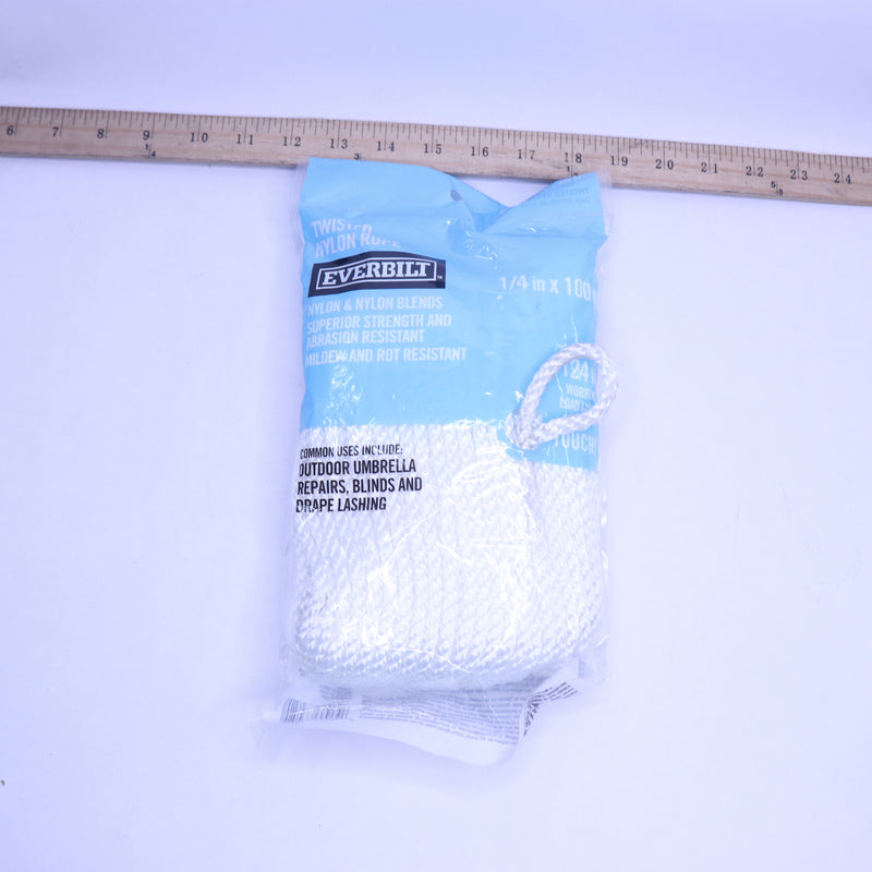 Everbilt Twisted Nylon Rope White 1/4" x 100' 140 341