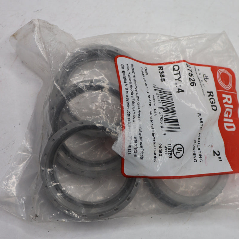 (4-Pk) Rigid Conduit Bushing Insulating/Plastic 2" 27526