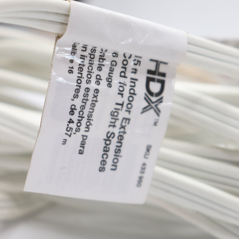 HDX 16/3 Indoor Tight Space Cube Tap Extension Cord White 15' 433950