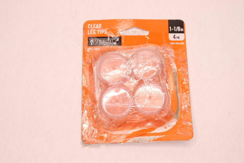 (4-Pk) Everbilt Leg Caps Floor Protection Rubber Like Plastic Clear 1-1/8"