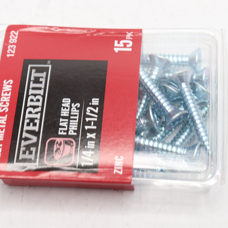 (15-Pk) Everbilt Flat Head Sheet Metal Screw Zinc Plated