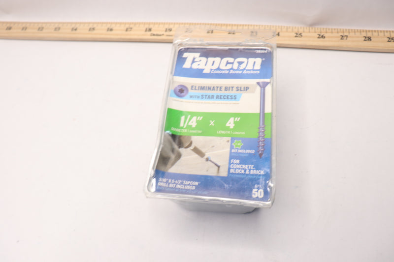 (50-Pk) Tapcon Blue Star Drive Bugle Head Concrete Anchors 1/4" x 4" 28304