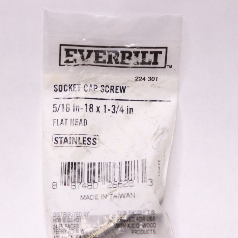 Everbilt Hex Flat Head Socket Cap Screw Stainless Steel 5/16"-18 x 1-3/4"