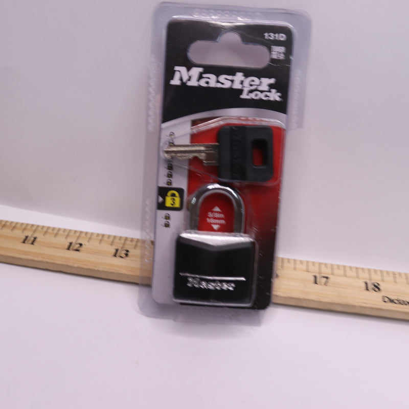 Master Lock Padlock With 2 Keys Aluminum Black 1-3/16" Wide 131D