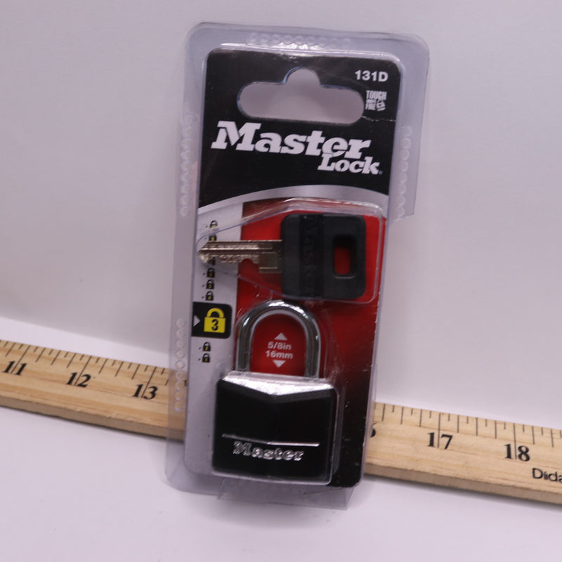Master Lock Padlock With 2 Keys Aluminum Black 1-3/16" Wide 131D