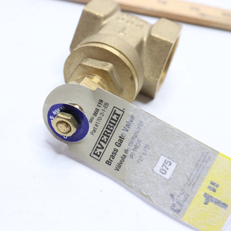 Everbilt Threaded Gate Valve Lead Free Brass 1" FIP x FIP 170-2-1-EB