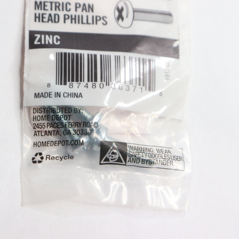 (3-Pk) Everbilt Pan Head Phillips Drive Machine Screws Zinc  M4-0.7x16mm