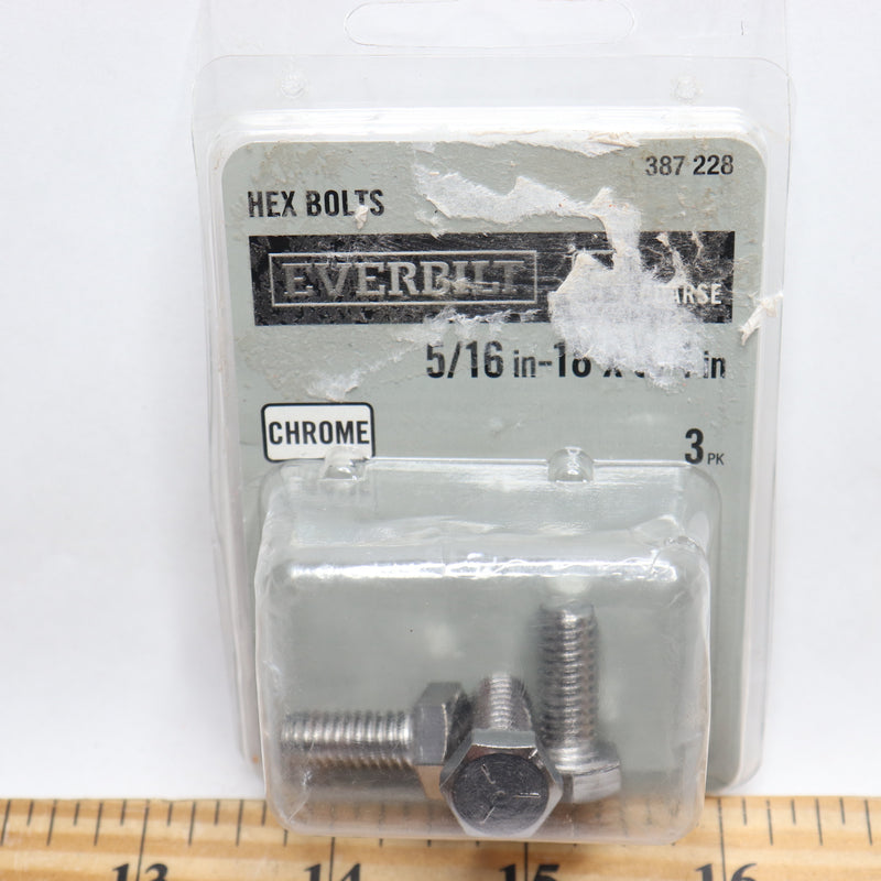 (3-Pk) Everbilt Hex Bolt Steel Chrome 5/16"-18 x 3/4" 387 228