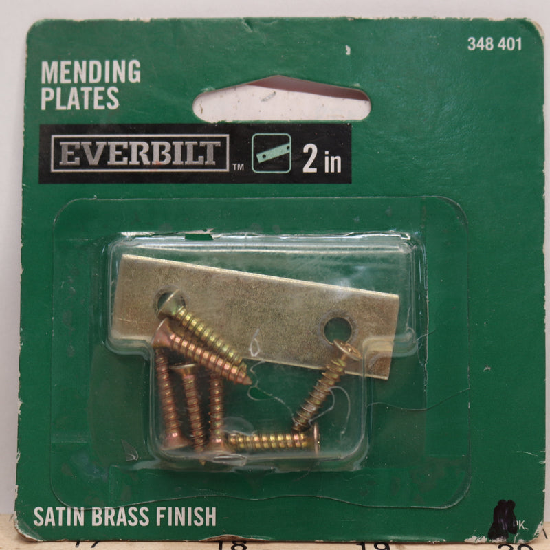 Everbilt Mending Plate Satin Brass 2" 348 401- 1 Plate and 7 Screws