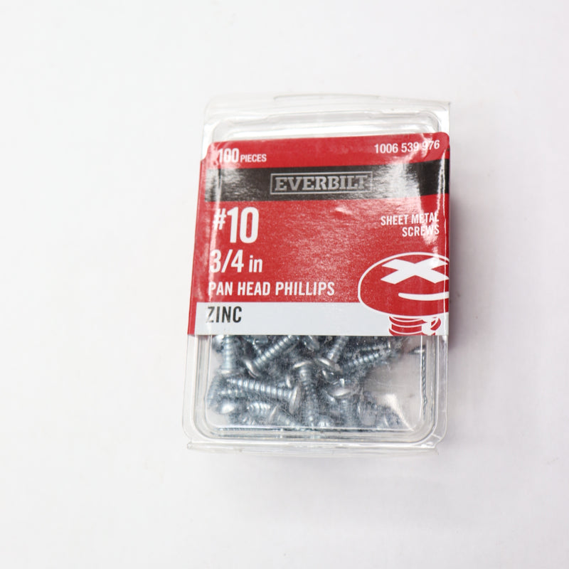 (100-Pk) Everbilt Phillips Pan Head Sheet Metal Screw Zinc Plated