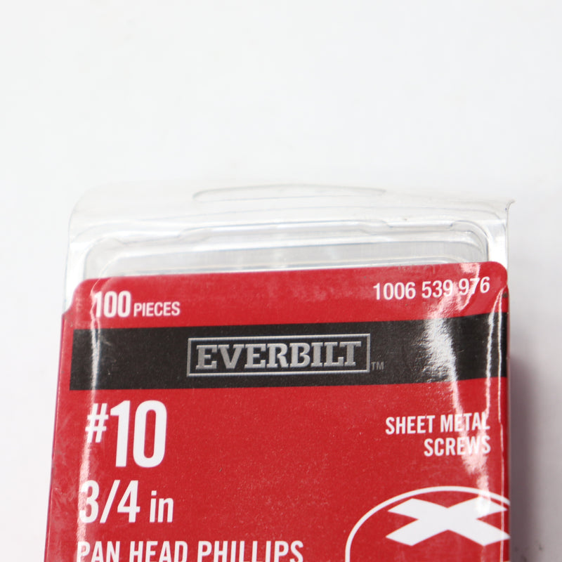 (100-Pk) Everbilt Phillips Pan Head Sheet Metal Screw Zinc Plated