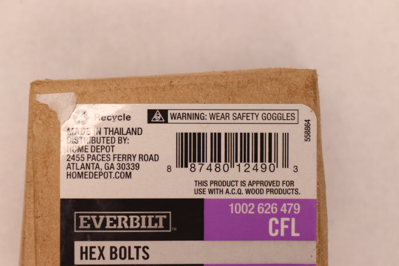 (5-Pk) Everbilt Hex Bolts Stainless Steel 1/2"-13 x 2" 1002 626 479