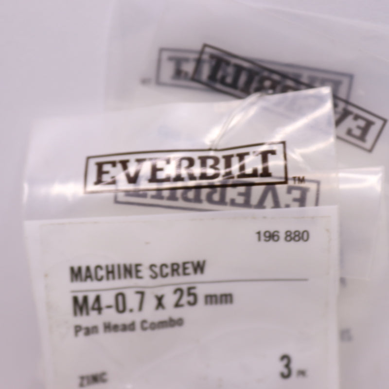 (4-Pk) Everbilt Phillips Pan Head Machine Screws Zinc Plated M4 x 25mm 196880