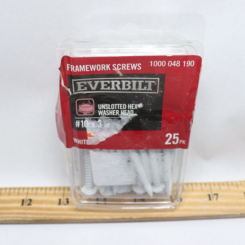 (25-Pk) Everbilt Hex-Head Sheet Metal Window Framework Screws White