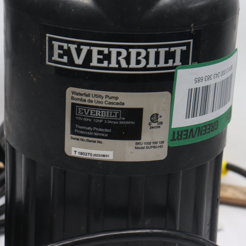 Everbilt Waterfall Submersible Utility Pump 1/2HP 1002166126 - Used