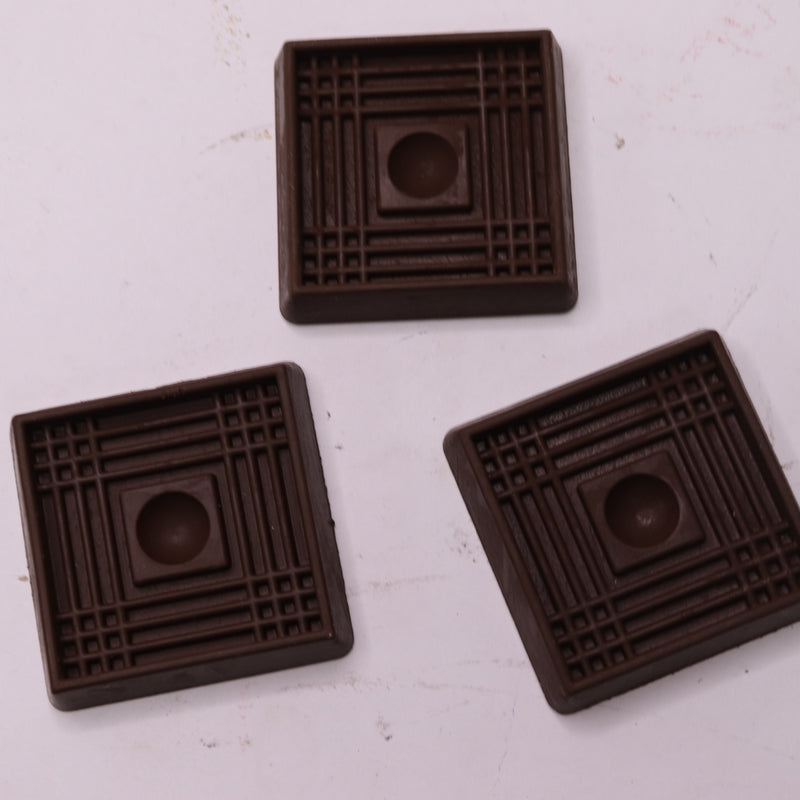 (3-Pk) Everbilt Square Rubber Furniture Cups Brown 2"