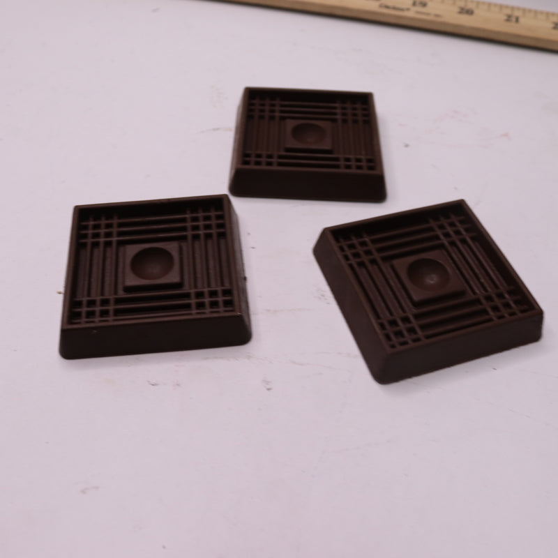 (3-Pk) Everbilt Square Rubber Furniture Cups Brown 2"