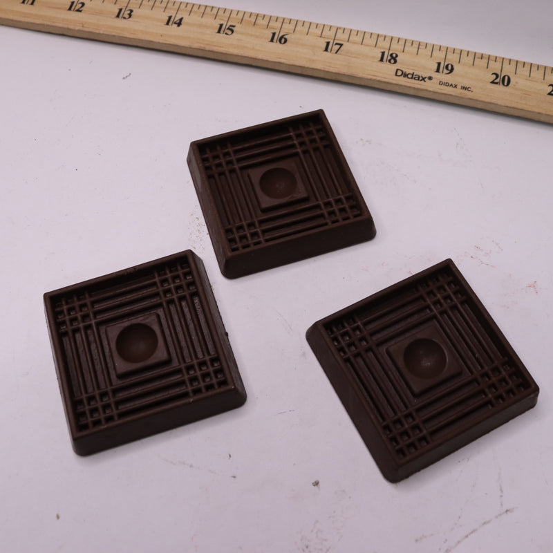 (3-Pk) Everbilt Square Rubber Furniture Cups Brown 2"