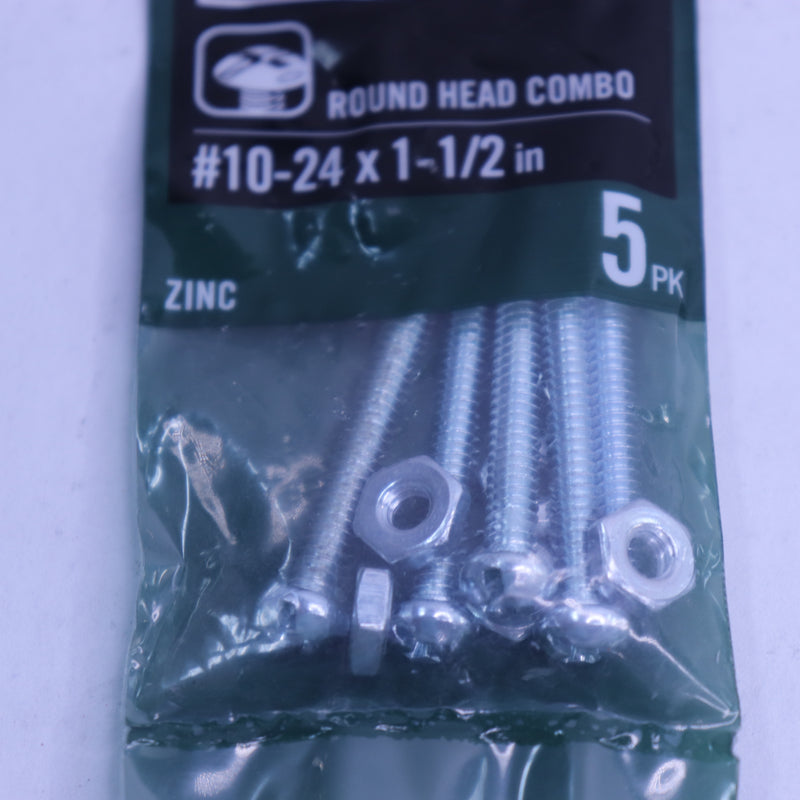 (5-Pk) Everbilt Combo Round Head Machine Screw Zinc Plated