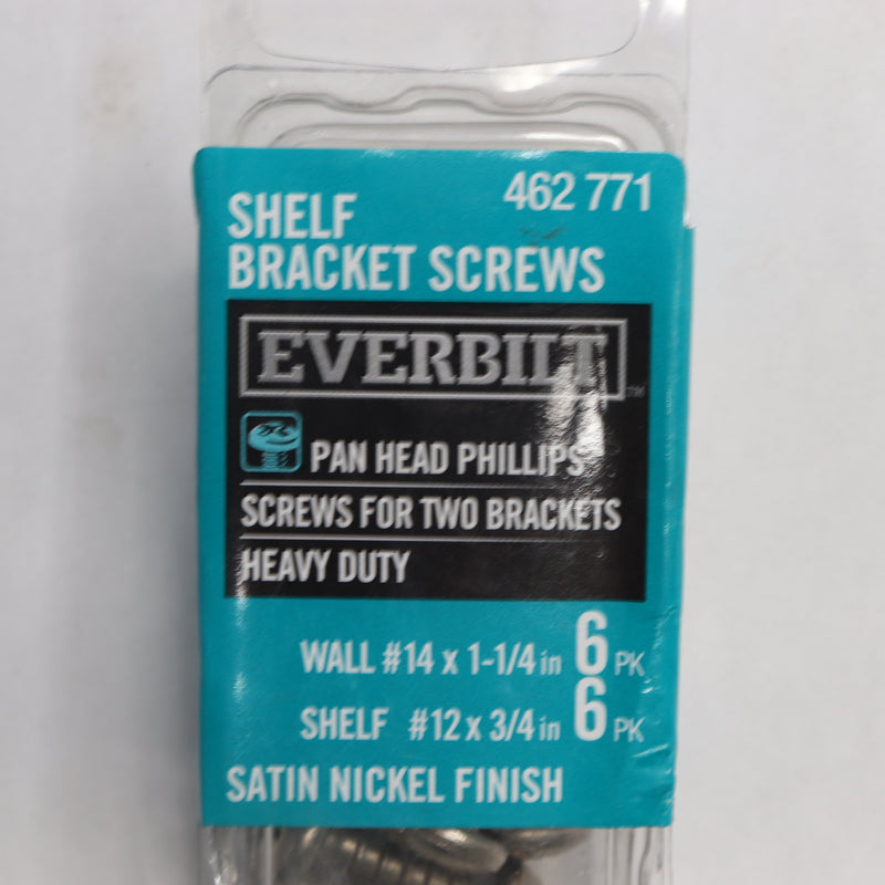 (12-Pk) Everbilt Heavy Duty Shelf Bracket Screw Kit # 14 x 1-1/2 and # 12 x 3/4"