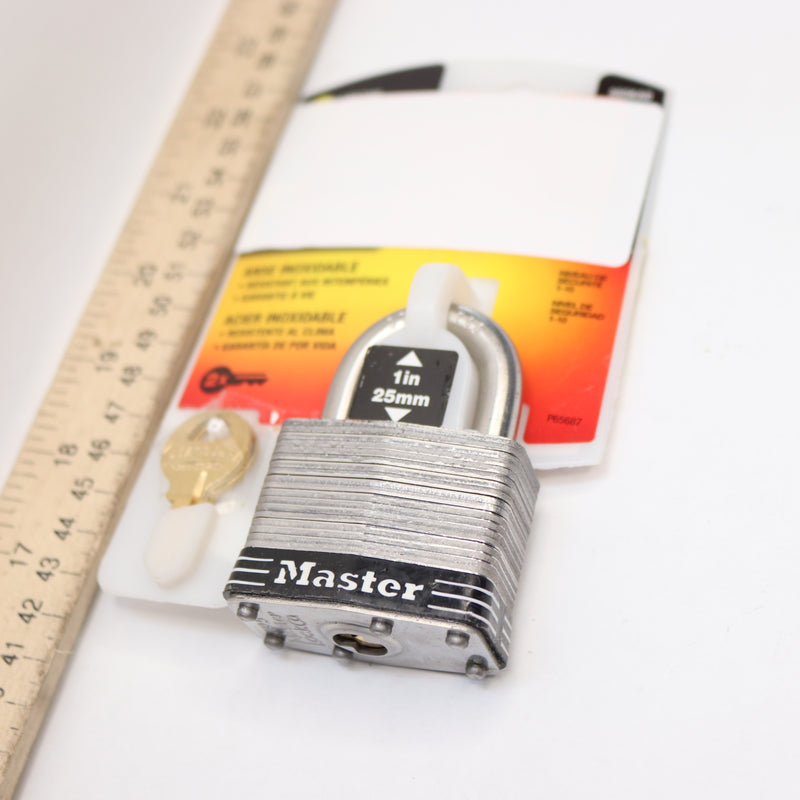 Master Lock 4-Pin Tumbler Laminated Padlock Stainless Steel 2" W - Complete