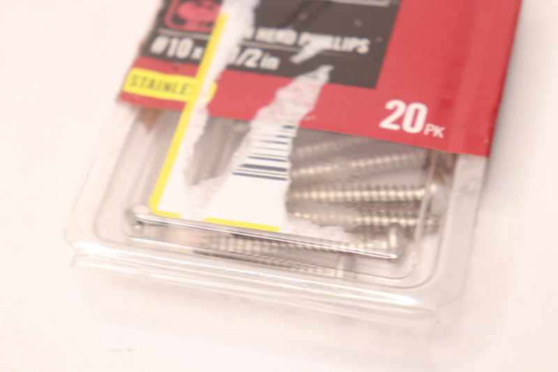 (20-Pk) Everbilt Pan Head Sheet Metal Screw Stainless Steel