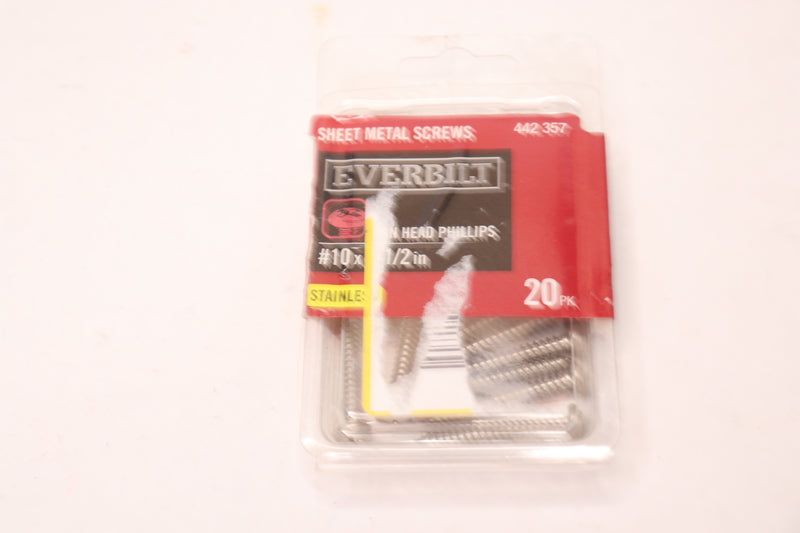 (20-Pk) Everbilt Pan Head Sheet Metal Screw Stainless Steel