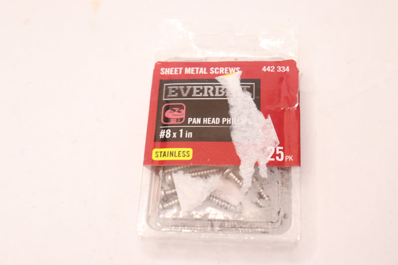 (25-Pk) Everbilt Phillips Pan-Head Drive Sheet Metal Screw Stainless