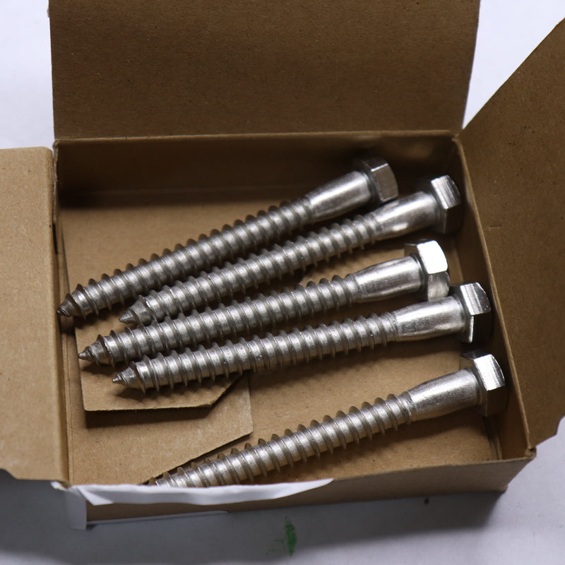 (5-Pk) Everbilt Hex Lag Screw Stainless Steel 5/16" x 3" 1002 626 931