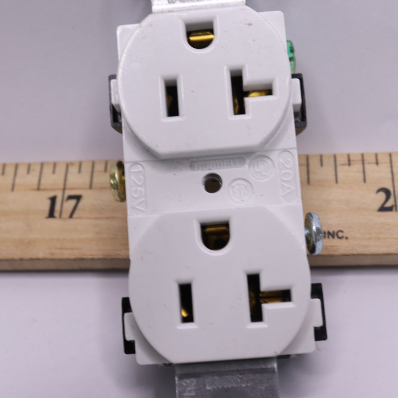 Hubbell Duplex Receptacle White 125v 20A 2P 3W