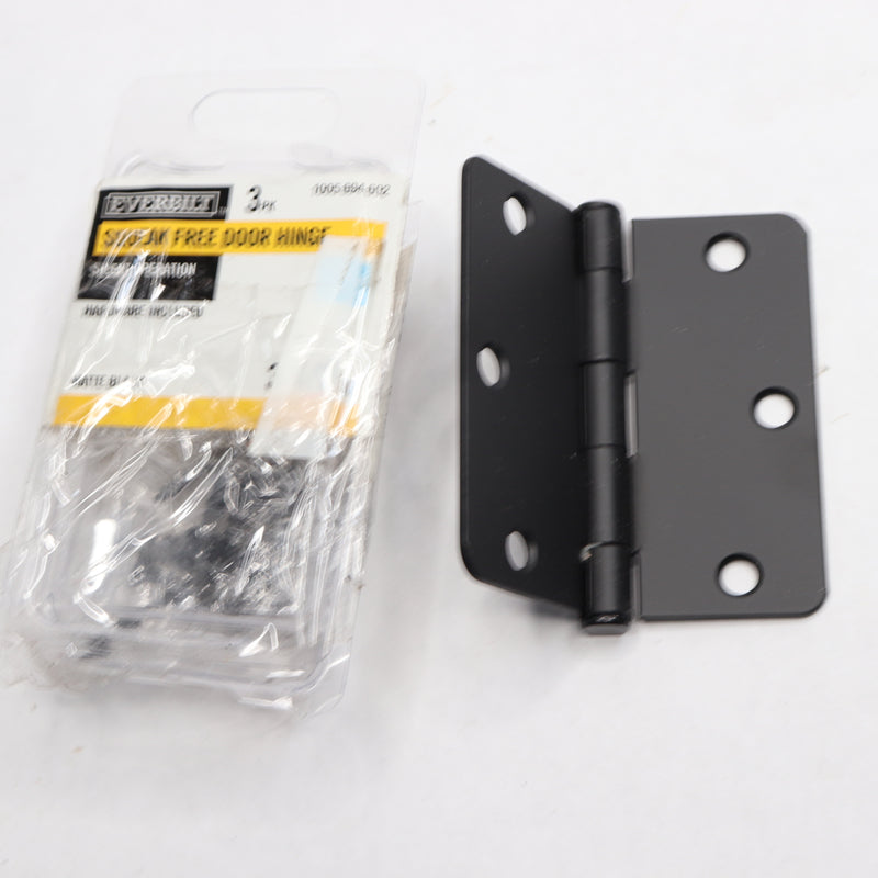 Everbilt Squeak-Free Door Hinge Matte Black 3-1/2" x 1/4" Radius 1005 694 602