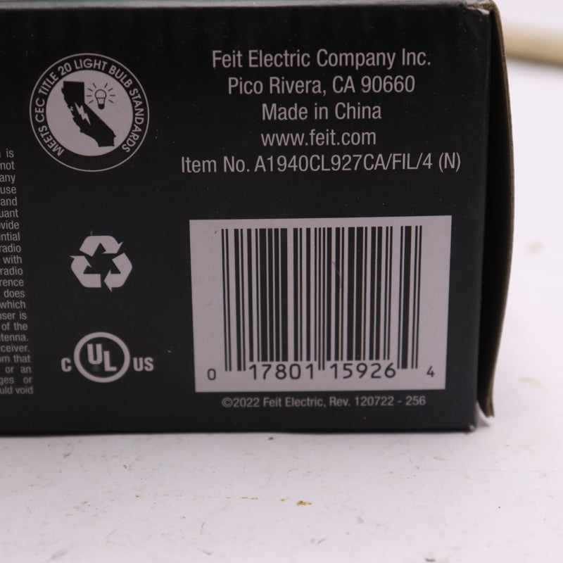 (4-Pk) Feit Electric A19 LED Light Bulb Soft White 40W Equivalent 450LM 2700K