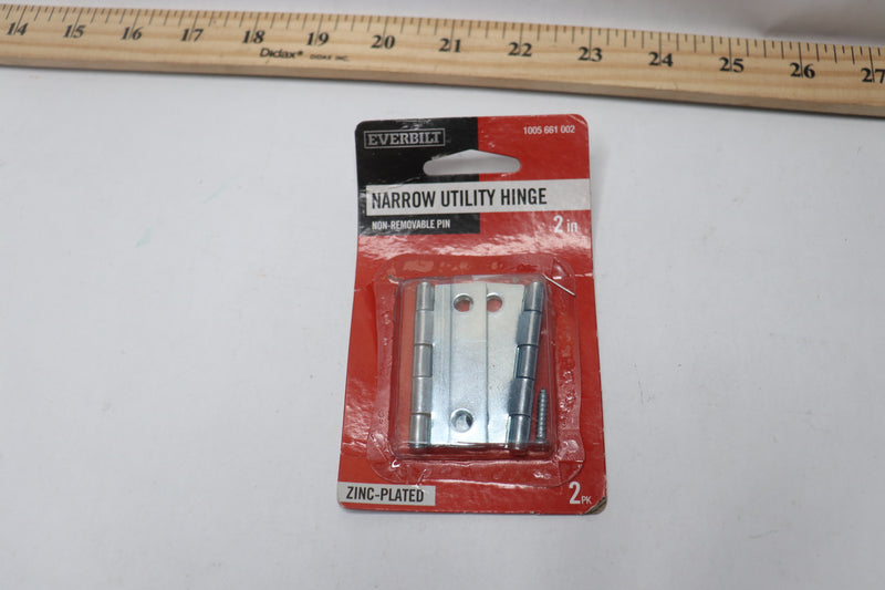 (2-Pk) Everbilt Narrow Utility Hinge Zinc-Plated 2" - Missing Screws