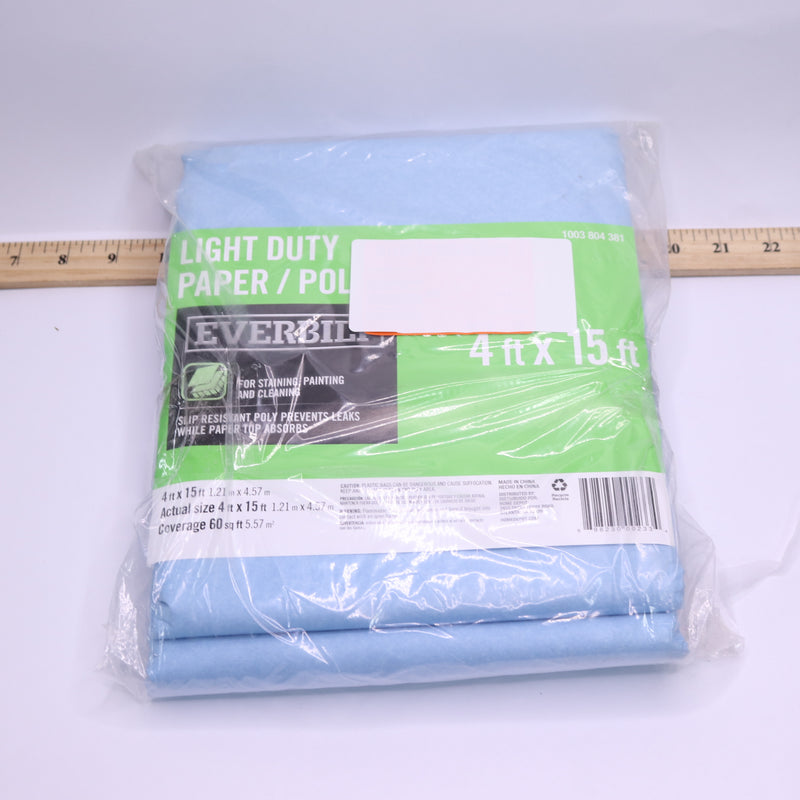 Everbilt Drop Cloth Paper and Poly Light Blue 4 ft. x 15 ft 1003 804 381